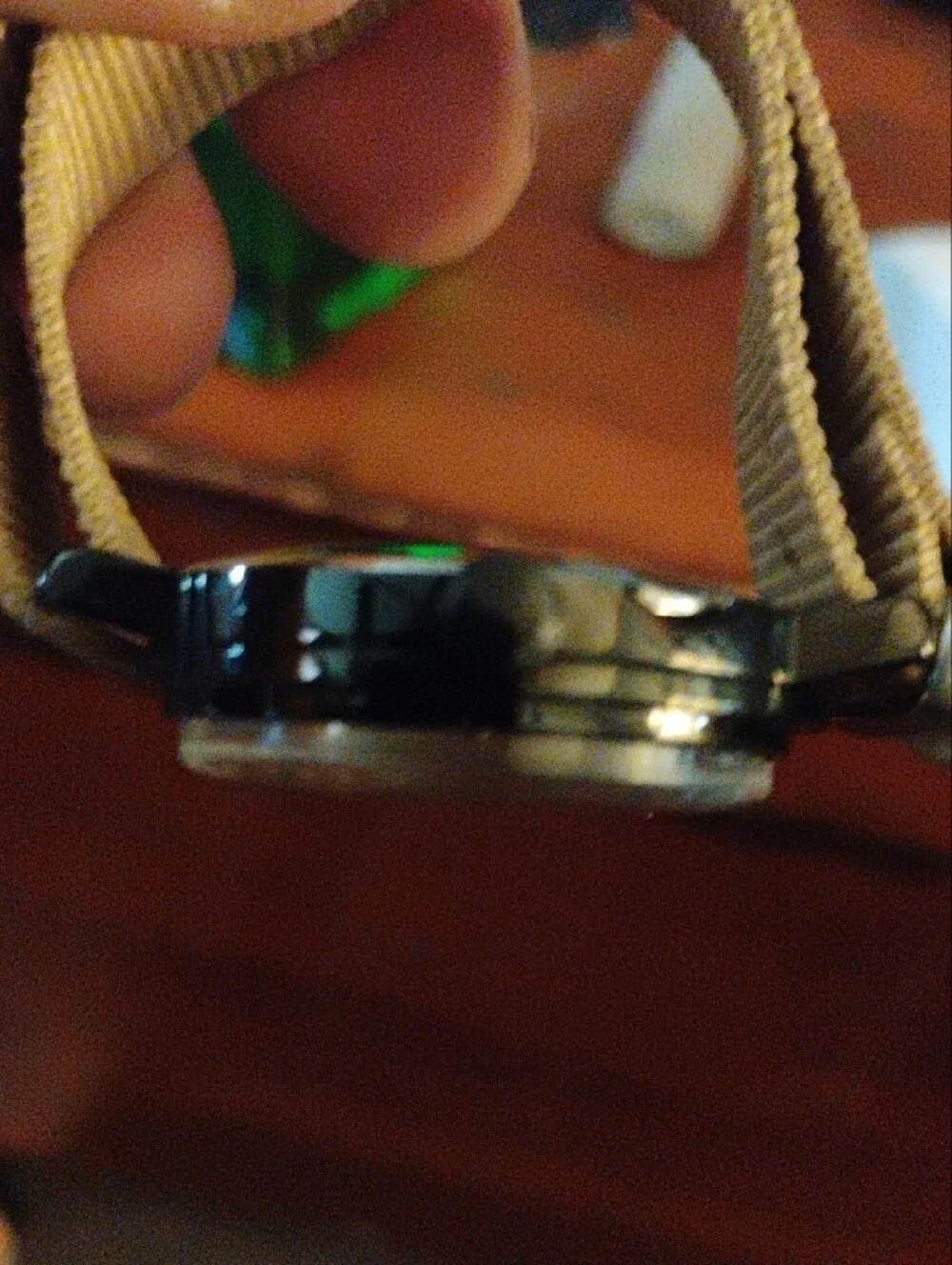 Black Dial Smartwatch with Tan Strap